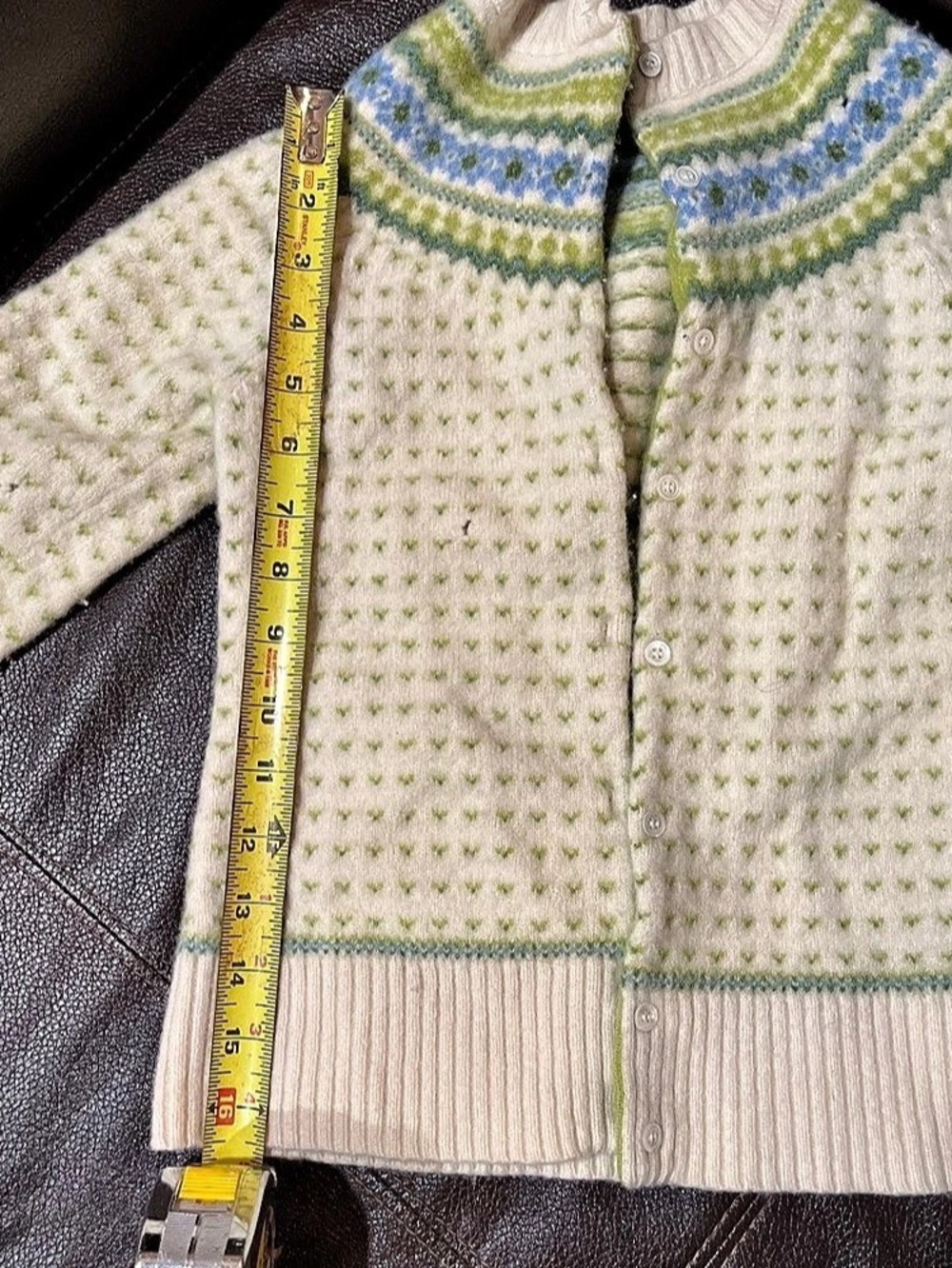 J.Crew Fair Isle Cardigan in Cream & Green